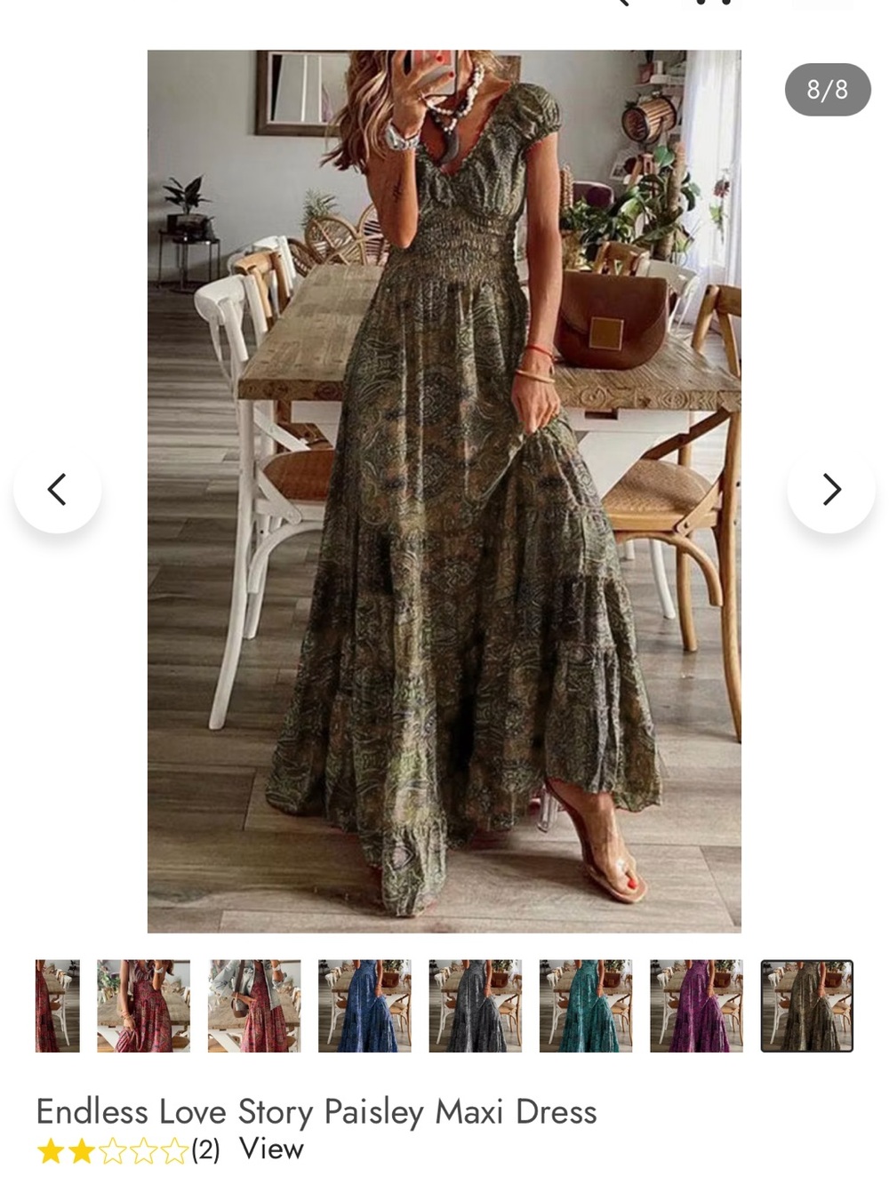 Paisley Maxi Dress - Olive Green